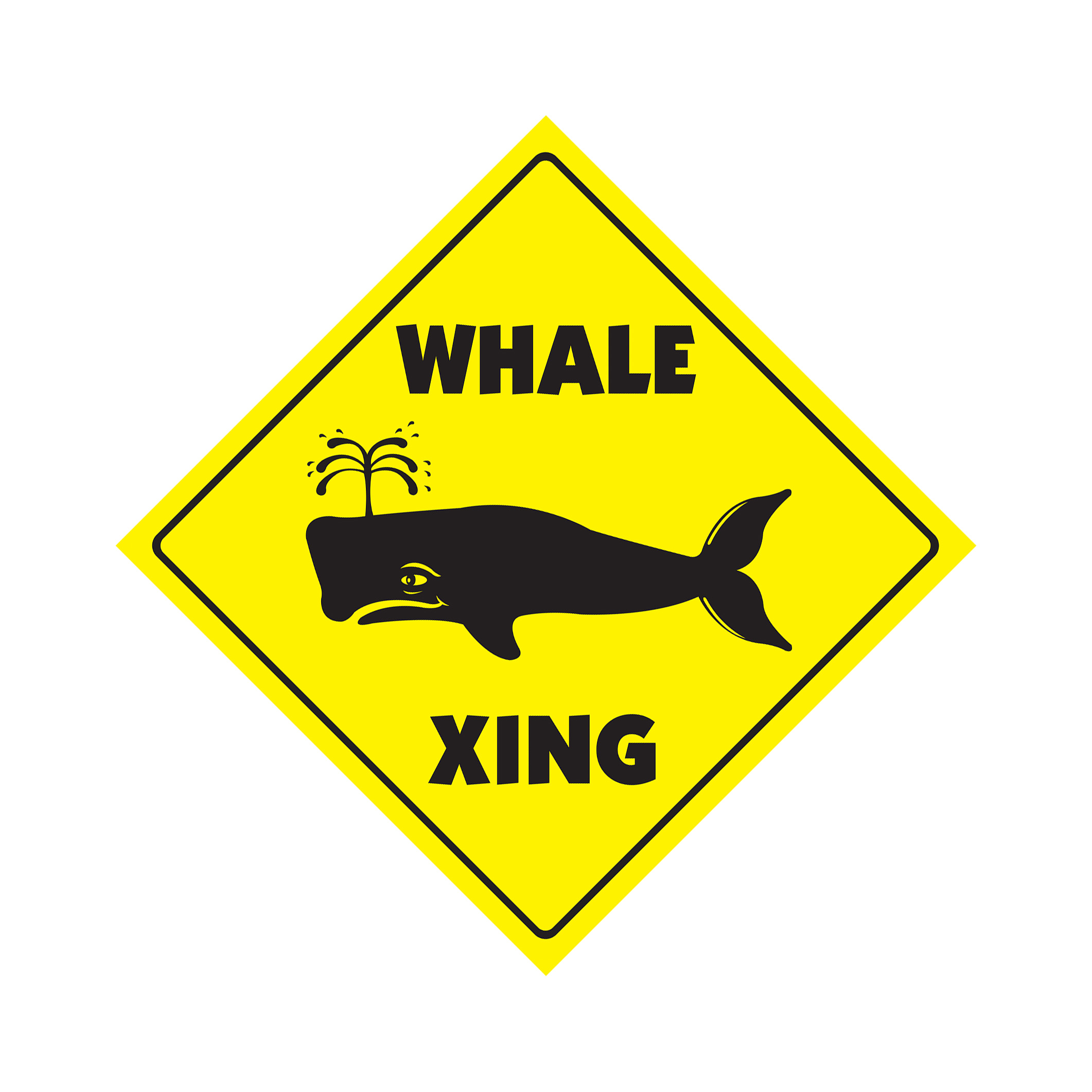 Whale Crossing Plastic Sign Decal Zone Xing new watcher lover Alaska cruise kill
