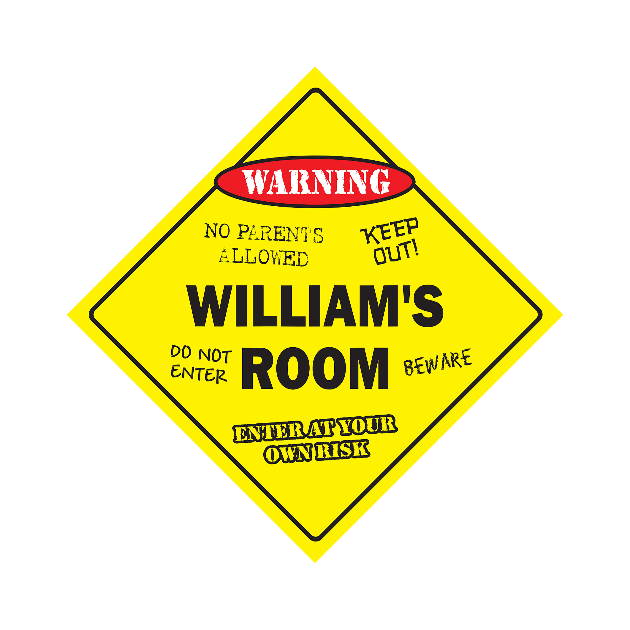 Williams Room Plastic Sign Decal Crossing Xing kids bedroom door children’s name