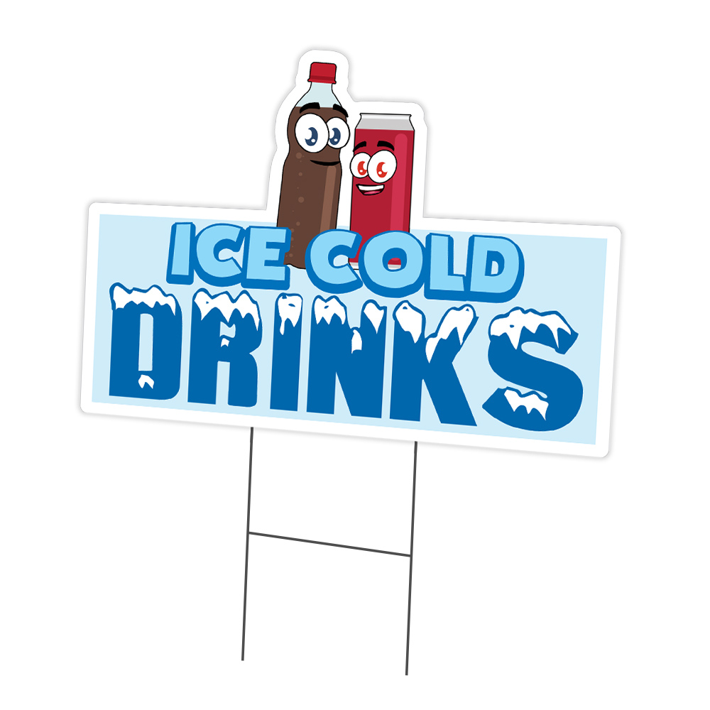 Ice Cold Drinks 3 Yard Sign & Stake outdoor plastic coroplast window