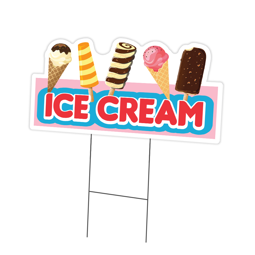 Ice Cream 2 Yard Sign & Stake outdoor plastic coroplast window