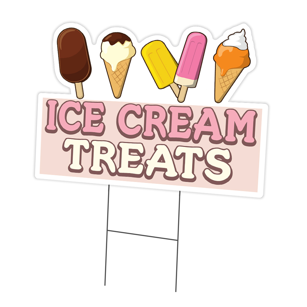 Ice Cream Treats Yard Sign & Stake outdoor plastic coroplast window