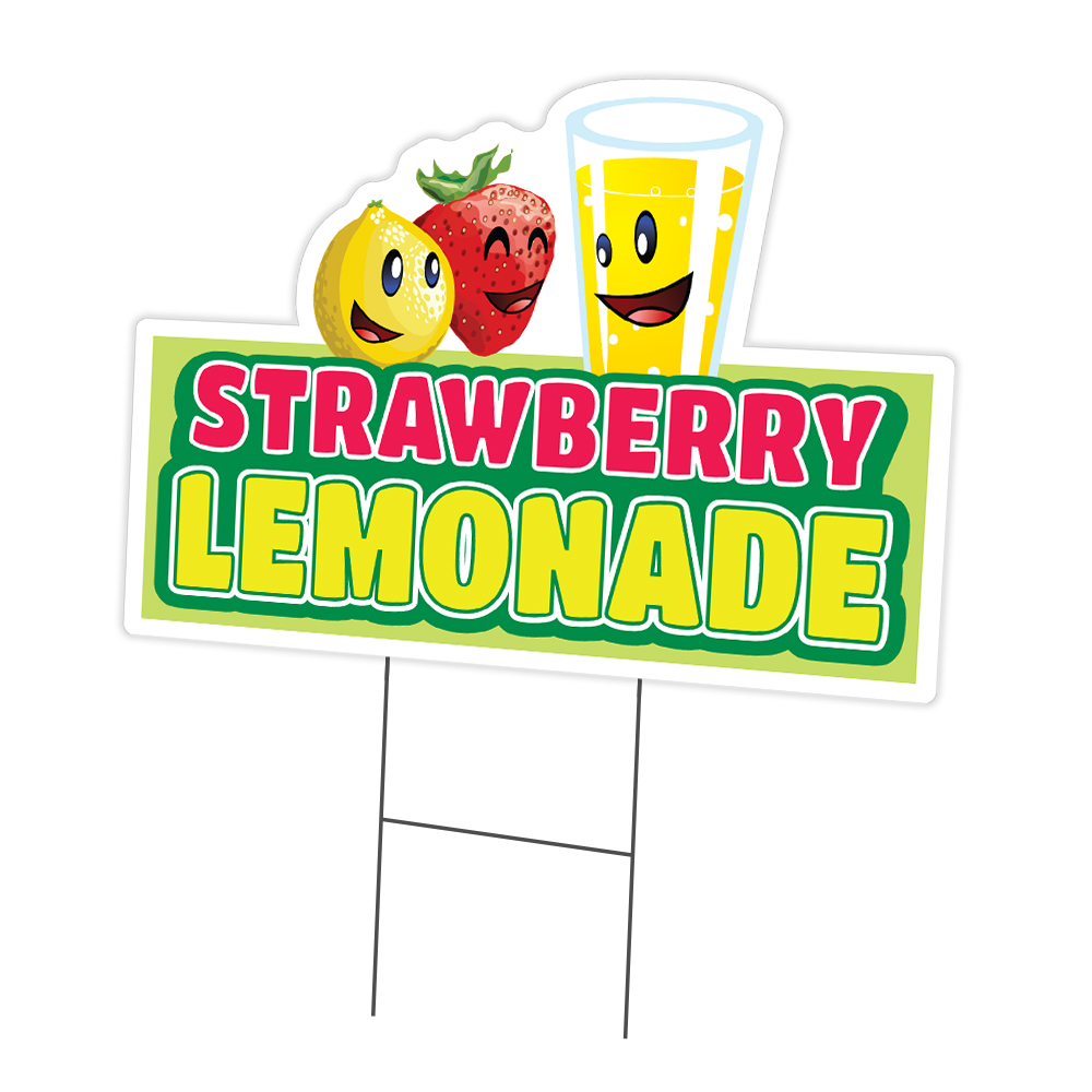Strawberry Lemonade Yard Sign & Stake outdoor plastic coroplast window