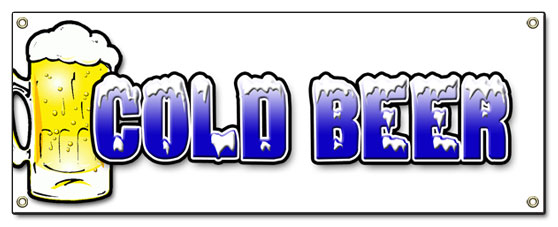 COLD BEER BANNER SIGN ice drink cart stand iced draft bottle micro brew mini - Bild 1 von 9