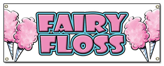 Fairy Floss Banner Heavy Duty 13 Oz Vinyl with Grommets Single Sided - Picture 5 of 11