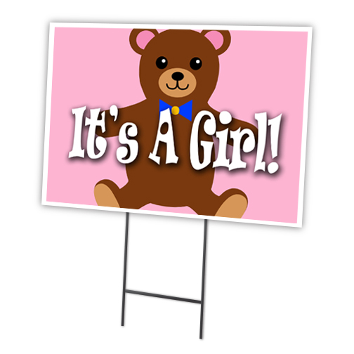 It’s A Girl! Yard Sign & Stake outdoor plastic coroplast window