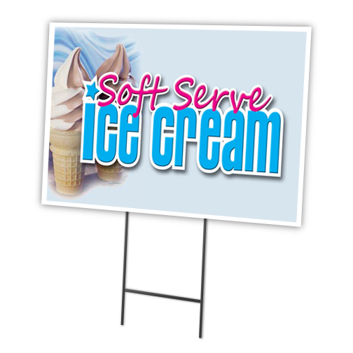 Soft Serve Ice Cream Yard Sign & Stake outdoor plastic coroplast window